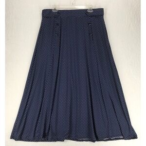 Robert Louis Maxi Flared Skirt Size XL Pull On Navy w White Dots